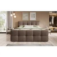 thematys Boxbett mit Bettkasten 140x200–200x200 cm – Velours oder Bouclé Bezug – (Polsterbett Bonnellfederkern Matratze H3 + Gratis 3cm Topper, Boxbett - Luxus Doppelbett mit Stauraum)