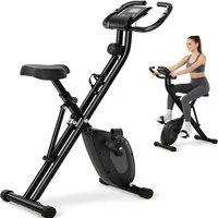AIMAX Heimtrainer Fahrrad Klappbar Extra Leise bis 130 KG (mit 16 Widerstandsstufen, für Zuhause, Platzsparend), mit Komfort-Sattel Fitnessbikes Indoor Bike mit Bequemem Sitzkissen