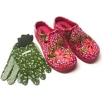 Steinnacher Bärbel Damen Gartenclog Fuchsia mit Gartenhandschuhen Clog