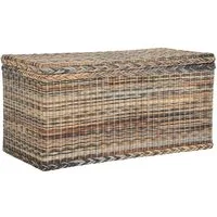 Krines Home Truhe Große Rattantruhe MAX Wäschetruhe mit Deckel Natur Rattan Truhe, Aufbewahrung XXL 115x55x55cm