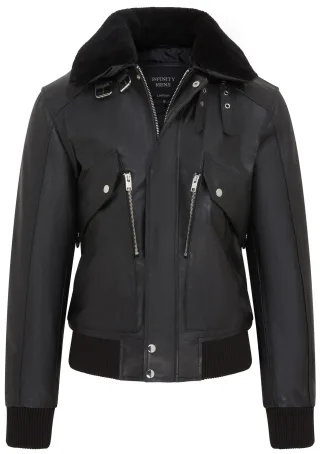 Schwarze Flieger-Bomberjacke aus Rindsleder für Herren - Akhiok