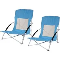 Koopman Faltstuhl Campingstuhl Tiefer Sitz Niedrig 2 Tlg. Set (Stück, 1 St), 2er Set Blau, gepolsterte Armlehnen, Tragetasche, Rückennetz