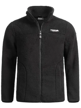 Arctic Seven Herren Sherpa Fleecejacke – Warme Outdoorjacke mit Zipper – Schwarz