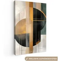 OneMillionCanvasses® Leinwandbild Abstrakt - Gold - Bronze - Grün - Formen - Modern, Fotodruck (1 St), Leinwand Canvas Wandbild, Wanddekoration 20x30 cm
