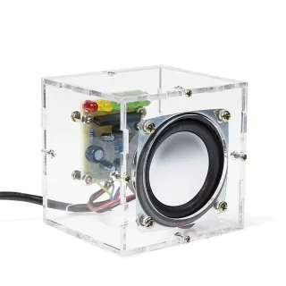 HU-023 Mini Crystal Speaker DIY Kit Dual Channel 3W Power Compact LED Music Spectrum Display Computer Phone Audio Deskto