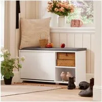 SoBuy Schuhbank FSR119, mit Sitzkissen Truhenbank Sitzbank mit Stauraum Schuhtruhe Sitzkommode