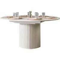 Compleo Esstisch 120-160 cm MODERNO, Säulengestell mit Rillenstruktur, ausziehbarer Tisch, Gestell in Lamellenoptik, MADE IN EU