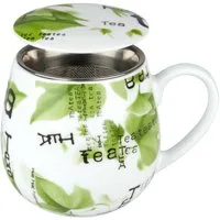 Könitz Becher Tea Collage mit Sieb und Deckel 420 ml, Porzellan