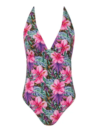 Chantelle Lingerie - Easy Pop Tief ausgeschnittener Badeanzug; bügellos Island Flowers - Gr. - L