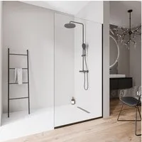 Bernstein Walk-in-Dusche EX102-2, Einscheibensicherheitsglas (ESG), (1 tlg., Mit Bodenprofil), Klarglas, 10 mm, Mit Bodenprofil, Profil Schwarz matt