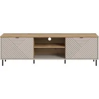 Home affaire Lowboard RAITA, Breite 184 cm, Front mit Desgin-Fräsung, 2 Türen, viel Stauraum (moderne Farbkombi, individuell einsetzbar, Griffe & Füße aus Metall), Kommode, Anrichte, Schrank, Sideboard, TV-Schrank, TV-Lowboard