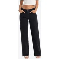 Imily Bela Boyfriend-Jeans Damen Low-Waist Wide Leg aus Baumwolle Denim Casual (Packung, 1-tlg., 1per-Pack) 4-Pocket Style in Unifarbe