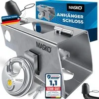 MASKO Anhängerschloss (Inkl. Rundbügelschloss & Schlüssel & Schutzkappe), Anhänger Schloss Diebstahlschutz Wohnwagen Kastenschloss