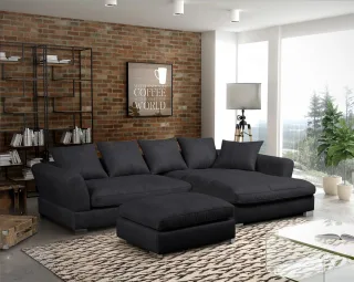 Couchgarnitur TIZIAN diverse Stoff und Farbvarianten/ Rechts+Hocker