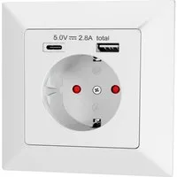 HB-DIGITAL Unterputz-Steckdose hb-digital USB Steckdose Unterputz Schutzkontakt 1x USB-C 1x USB-A, Einzelartikel, 1-St., 1x Unterputz-Steckdose mit USB-A und USB-C, Integrierte USB-A und USB-C Ports