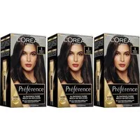 L'ORÉAL PARIS Coloration PRÉFÉRENCE HAARFARBE, Packung, 3-tlg., dauerhafte Haarcoloration mit 100% Grauabdeckung