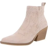 Ital-Design Perforierte Damen Ankle Boots mit bequemem Absatz Westernstiefelette (88577293) Blockabsatz Stiefeletten in Beige