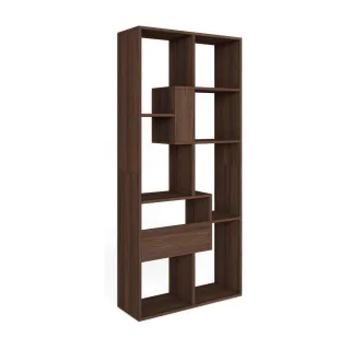 Skraut Home Regal, Dunkelbraun, Holzwerkstoff, Rechteckig,Rechteckig, 67x162x31 cm, Wohnzimmer, Regale, Bücherregale
