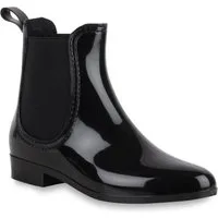 VAN HILL 902282 Gummistiefelette Damen Lack Stiefeletten Gummistiefel Chelsea Boots Gr. 36-41