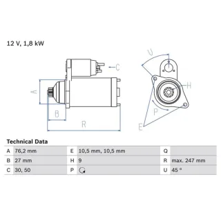 Bosch Anlasser 1,8 kW Skoda Felicia VW Caddy 1,9