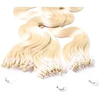 hair2heart Echthaar-Extension Microring Loops - gewellt #10/0 Hell-Lichtblond 1g 60cm