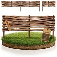 BooGardi Beetumrandung Beeteinfassung Haselnuss, LxH: 60x20 cm, Zierzaun Rasenkante Mähkante Minizaun Gartenzaun, Beetbegrenzung Holz Steckzaun Garten Zaun Palisade