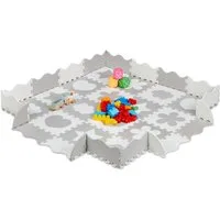 relaxdays Spielmatte 52-tlg. Puzzlematte mit Rand und Motiven, grau