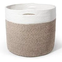 Zedelmaier Wäschekorb aus Baumwolle mit Griffen, Aufbewahrungskorb Geflochten, Korb Aufbewahrung für decken, spielzeug, kuscheltier,Kleidung