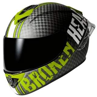 Broken Head Integralhelm BeProud Race Pro Carbon Grün + Schwarzes Visier