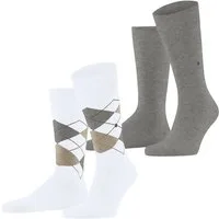Burlington Socken Everyday Argyle Mix 2-Pack Socken (2-Paar) aus weicher gekämmter Baumwolle