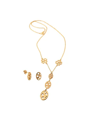 Steuer Modeschmuck Ohrringe, Anhänger mit Kette Metall Glänzend gelb vergoldet
