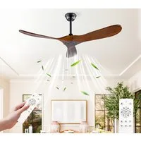 Rolipo Deckenventilator 3 Holzflügeln und Propeller-Design, Speicherfunktion, Fernbedienung, 52-Zoll, Walnuss-Finish, Sommer-/Wintermodus, Wohn-Schlafzimmer