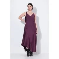 Ulla Popken Cocktailkleid Satin-Maxikleid A-Linie V-Ausschnitt ärmellos