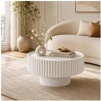 PEALOV Couchtisch runder Tisch mit Rillenoptik, Ø 70 × 38 cm (1-St), Moderner Sofatisch in Pilzform für Wohnzimmer und Lounge