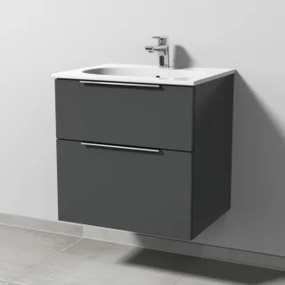 Sanipa 3way Waschtischunterbau zu Geberit Acanto Slim Waschtisch mit 2 Auszügen, Anthrazit-Matt UM41022