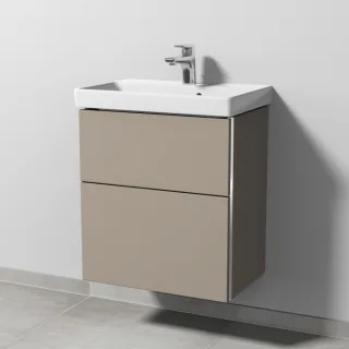 Sanipa 3way Waschtischunterbau zu Villeroy & Boch Avento Waschtisch mit 2 Auszügen, Sandgrau-Matt BS62067