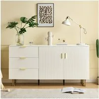 Merax Sideboard mit Gold-Akzenten, Zinklegierung-Griffe & Stahlbeine (160 L x 40 B x 81,5 H, 1 St), Kommode mit 2-Türiges und 3-Schubladen, Buffetschrank, Anrichte