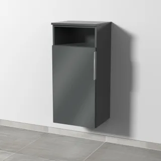 Sanipa 3way Mittelschrank mit 1 Tür und 1 offenem Fach, Anthrazit-Glanz, UF13479 UF13479