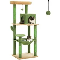 PAWZ Road Kratzbaum Kratzbaum 143cm Groß Katzenspielturm stabiles schönes Katzenhaus, Größe Höhle Hängematte