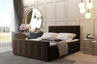 Boxspringbett Schlafzimmerbett CARLOS 140x200cm Stoff Braun inkl.Bettkasten