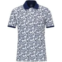 Redmond Poloshirt Redmond XXL Poloshirt blau-weiß Alloverprint floral