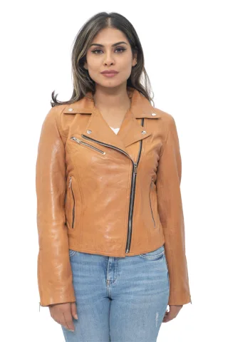 Damen-Leder-Klassiker-Biker-Brando-Jacke-Baku
