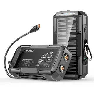 ERSZOO 100W 40000mAh Solar Power Bank Come with Type-C Cable External Battery Power Supply with 2 Inputs & 4 Outputs Fas