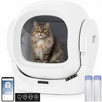 Merax Katzentoilette Selbstreinigende Katzenklo Automatisch, Geruchsbeseitigung, mit 68L Großraum, 8L Abfallbehälter, Infrarot-Sicherheitssensor