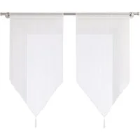 Joyswahl Scheibengardine (2 St), Stangendurchzug, transparent, Voile, mit Quaste Panneaux, schönen Längsstreifen