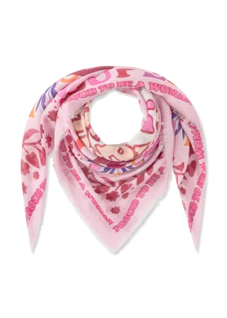 Tuch aus leichter Baumwolle mit Mustermix und SUPER WOMAN-Schriftzug pink - Gr. - one size