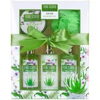 BRUBAKER Pflege-Geschenkset Dusch- und Badeset mit Aloe Vera Duft, Beauty Geschenkset, 5-tlg., Frauen Geschenk Set in Sichtfensterbox, Beauty Pflegeset für Damen