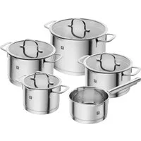 Zwilling Topf-Set TrueFlow, Edelstahl (Set, 5-tlg), 18/10 Edelstahl, integrierte Siebfunktion, Induktion, 5-tlg.