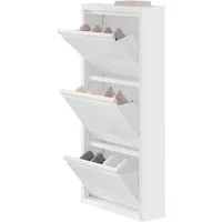 Woltu Schuhschrank (1-St) mit 3 Klappen, Schuhregal geschlossen, schmal, aus Metall