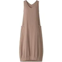 WENOR Sommerkleid Damen Musselin Strandkleid ärmellos 100 % Baumwolle mit Taschen Ballon-Saum, große Taschen, Einheitsgröße